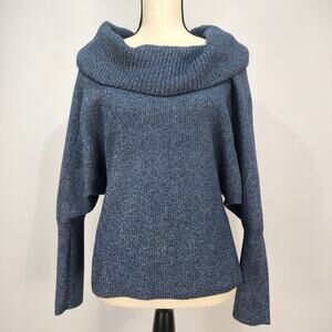 White House Black Market Dolman Sleeve Cowl Neck Sweater Blue M